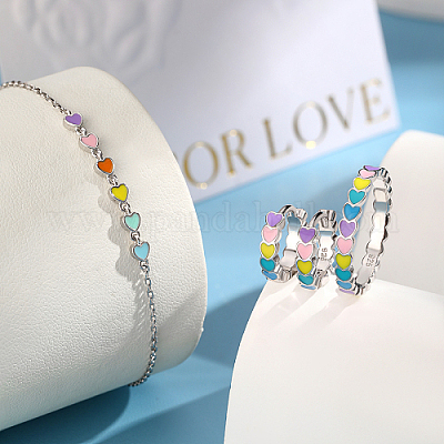 Комплект украшений в форме сердца из стерлингового серебра с родиевым покрытием AW7693-8-1