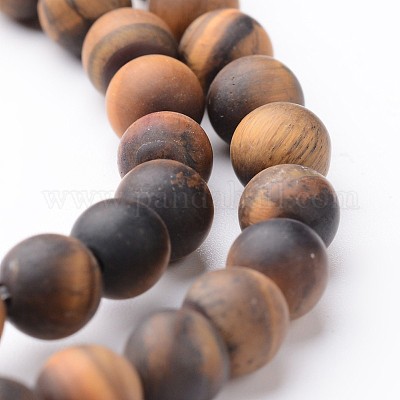 Матовое круглые пряди глаз шарик естественный тигр G-J346-15-6mm-1