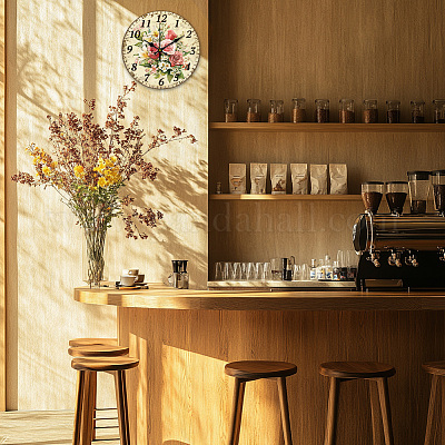 Настенные часы с принтом из мдф HJEW-WH0058-025-1