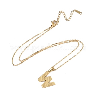 Ионное покрытие (ip) начальная буква 304 нержавеющая сталь кулон ожерелья NJEW-M199-01G-W-1