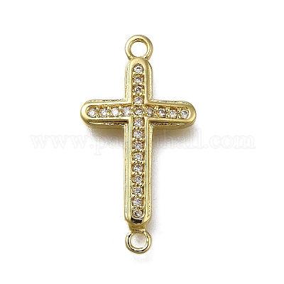 Подвески-крестики из латуни с прозрачным кубическим цирконием ZIRC-I070-003G-1