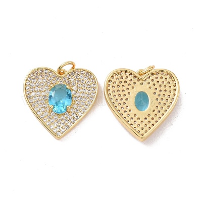 Сердце латунные микро проложить кубического циркония подвески KK-G435-02G-1