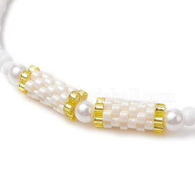 Стеклянные бусины эластичные браслеты для женщин BJEW-MZ00153-03-1