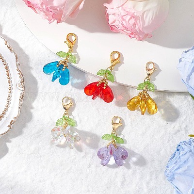 Стеклянные подвески в виде цветов HJEW-MZ00262-1