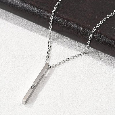 Ожерелья с подвесками из нержавеющей стали 304 с кубическим цирконием NJEW-P167-24P-1