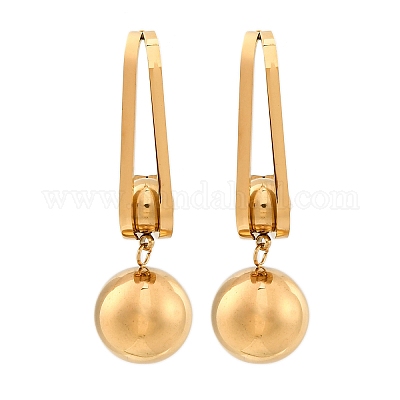 Круглые серьги-гвоздики из нержавеющей стали 304 EJEW-Z098-31G-1