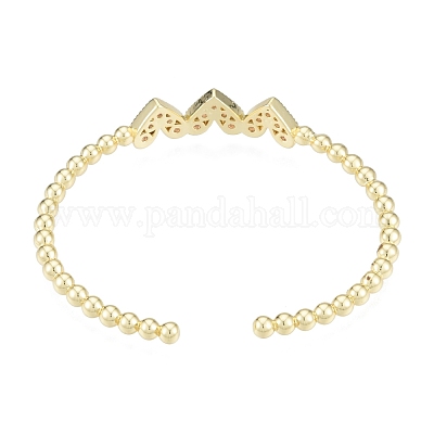 Браслет-кафф с тройным сердцем из кубического циркония BJEW-G651-09G-03-1