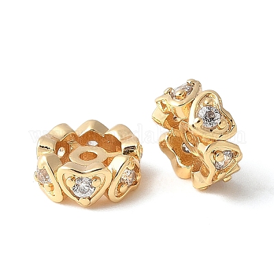 Латунные микро-паве прозрачные кубические циркониевые бусины KK-A253-03G-1