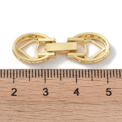 Реечное покрытие латунь микро паве прозрачный кубический цирконий складные застежки KK-NH0002-03A-G-1