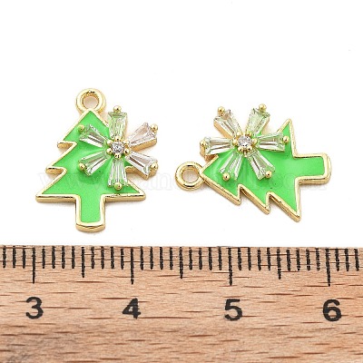Рождественские тематические латунные подвески с микропаве и кубическим цирконием KK-L228-30B-G-1