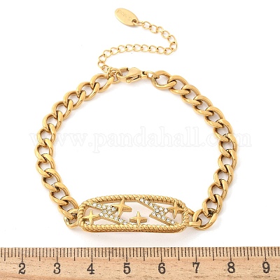 Браслеты из нержавеющей стали 304 прямоугольник BJEW-R011-01G-01-1