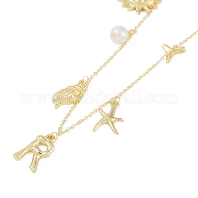 Богемные летние пляжные ожерелья с подвеской в форме ракушки из 18-каратного золота IL8059-18-1