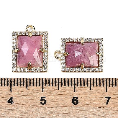 Подвески из натурального родонита с огранкой в форме прямоугольника G-I375-05G-03-1