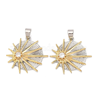 Латунные микропаве прозрачные подвески с фианитом KK-G543-10GP-04-1