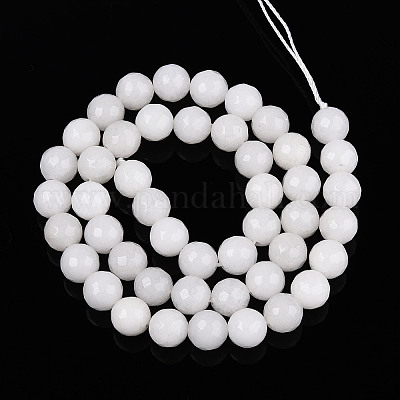 Окрашенные природные белый нефрит бисер пряди G-T139-8mm-60-01-1