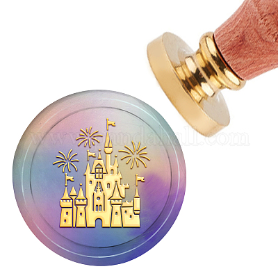 Латунная восковая печать штамп с ручкой AJEW-WH0184-0025-1