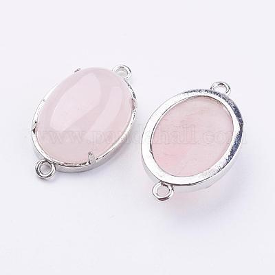 Соединители звеньев латунного природного розового кварца G-E398-04R-1