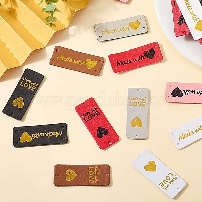 112 шт. 14-х цветные этикетки из искусственной кожи на День святого Валентина DIY-CL0002-02-1