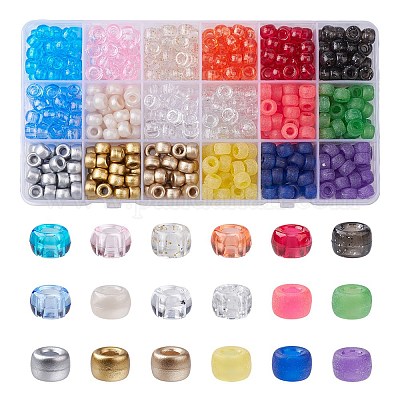 540個18色プラスチックビーズ バレル ミックスカラー 9x6mm 穴:3.8mm 540個18色プラスチックビーズ バレル ミックスカラー 9x6mm 穴:3.8mm