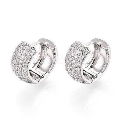 Латунные серьги-кольца из прозрачного кубического циркония EJEW-T048-48P-1