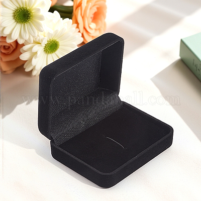 Прямоугольные флокированные пластиковые коробки футляр для запонок CON-WH0113-07-1