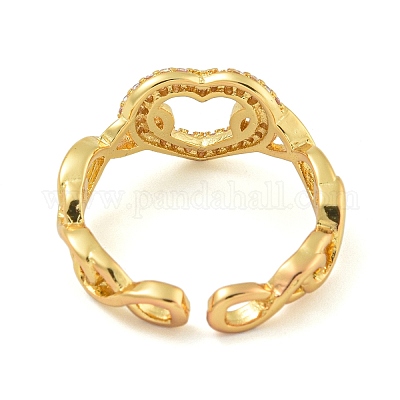 Кольца-манжеты с открытыми вставками из латуни с микропаве из прозрачного кубического циркония для женщин RJEW-M016-04G-1