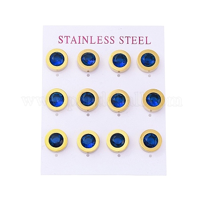 Плоские круглые серьги-гвоздики из нержавеющей стали 304 EJEW-C099-23G-01-1