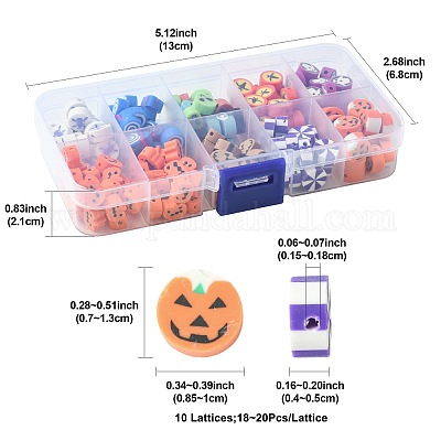 198 шт. 9 стиля бусины из полимерной глины ручной работы на тему Хэллоуина CLAY-FS0001-44-1