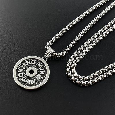 Винтажные ожерелья в стиле панк из нержавеющей стали с подвеской в виде гантели для тяжелой атлетики для мужчин RS0234-1