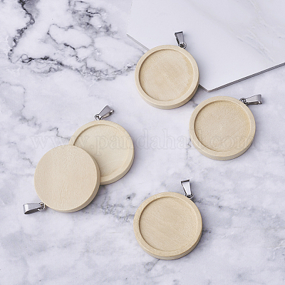 Деревянная подвеска кабошон настройки WOOD-TAC0001-B-02-1