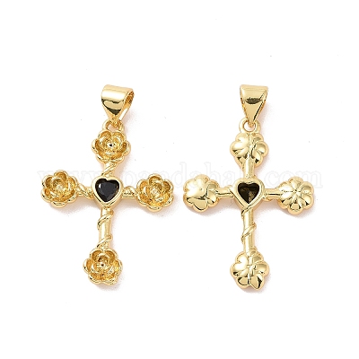 Крест с цветком KK-G435-06G-02-1