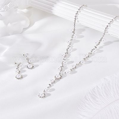 Комплект из ожерелья и серег из сплава со стразами&nbsp;SJEW-LP0001-45-1