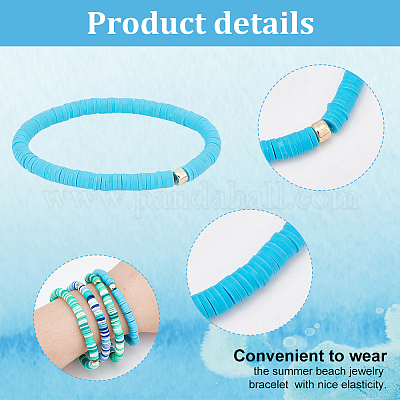 1 set di braccialetti elastici Heishi Surfer in pasta polimerica fatti a mano con perline di plastica CCB all'ingrosso