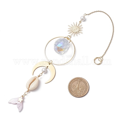 Подвесные украшения из стекла в форме рыбьего хвоста HJEW-JM03173-1