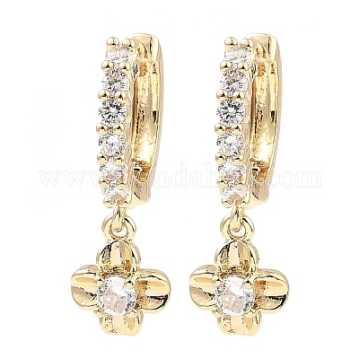 Серьги-кольца из латуни с цирконием EJEW-G362-05KCG-1