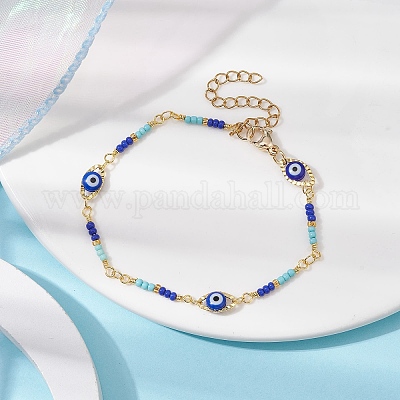 Браслет-цепочка из латуни с конским глазом BJEW-JB09753-1