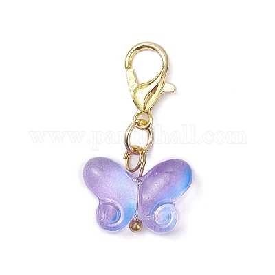 Подвесные украшения в виде бабочки из прозрачного стекла HJEW-JM04018-02-1