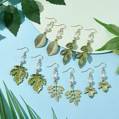 Серьги с подвесками из сплава живописи EJEW-JE05740-1