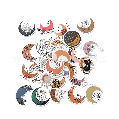 Wholesale Cartoon Moon with Flower Paper Stickers Set 