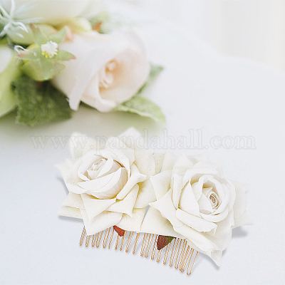 6pc / lot Handmade Ivory Flowers Corsage Diamond Rose Accessories