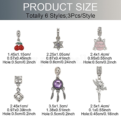 18 шт. 6 стиля эмалированный сплав с кристаллами и стразами европейские подвески-шармы FIND-YW0006-85-1