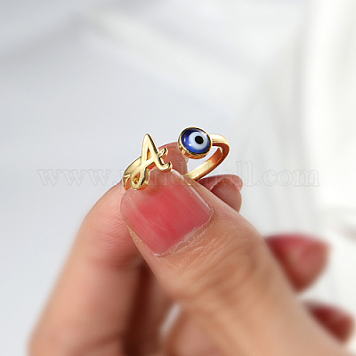 Золотые латунные кольца с открытой манжетой с буквой А NE2200-1-1