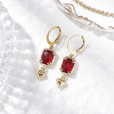 Стеклянные серьги с защелкой EJEW-JE06397-04-1