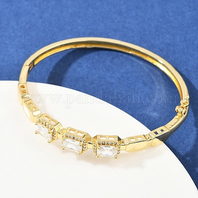 Браслеты из латуни с прозрачным кубическим цирконием в микропаве BJEW-F504-01G-1