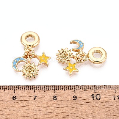 Европейские подвески-шармы из латуни с микропаве из прозрачных кубических цирконий и эмали KK-T079-73G-1