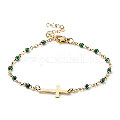 Ионное покрытие (ip) нержавеющая сталь 304 с эмалированными цепочками-браслетами BJEW-K226-03G-1