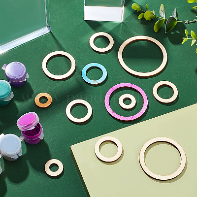 Ahademaker 100 шт. 5 стильных необработанных деревянных соединительных кольца WOOD-GA0001-30-1