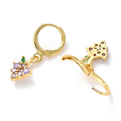 Серьги-кольца из латуни с микро-паве из фианита EJEW-F267-04G-1