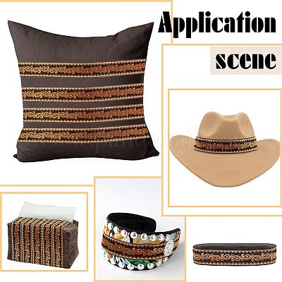 Этническая вышивка полиэстер плоские ленты OCOR-WH0060-38D-1