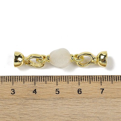 Натуральный лунный камень с латунными застежками-раскладушками G-G141-02G-11-1